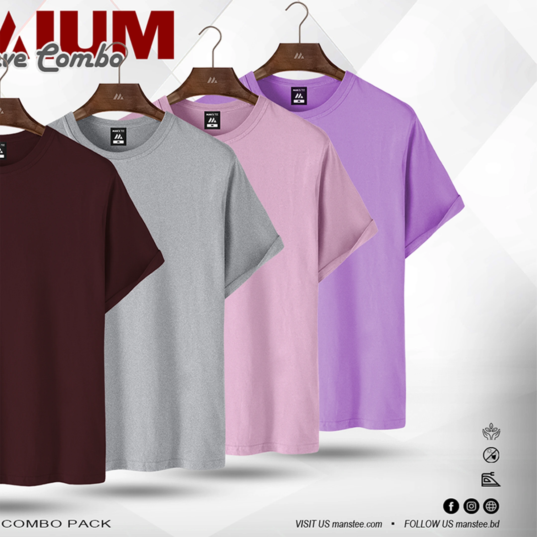 2.webp HALF SLEEVE COMBO - (MAROON, ASH, BABY PINK, LAVENDER) - Image 1