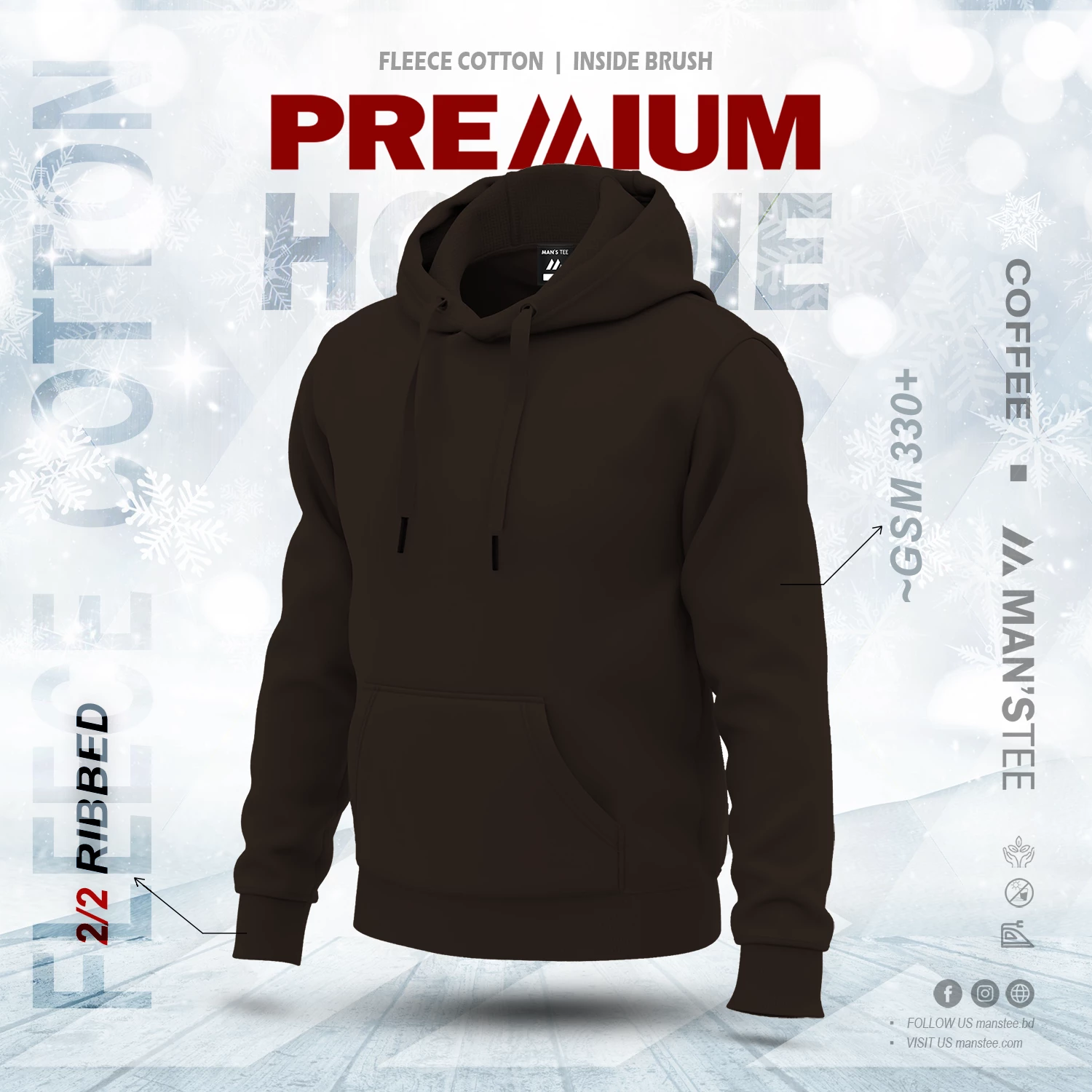 COFFEE.webp PREMIUM SOLID HOODIE - COFFEE - Image 1