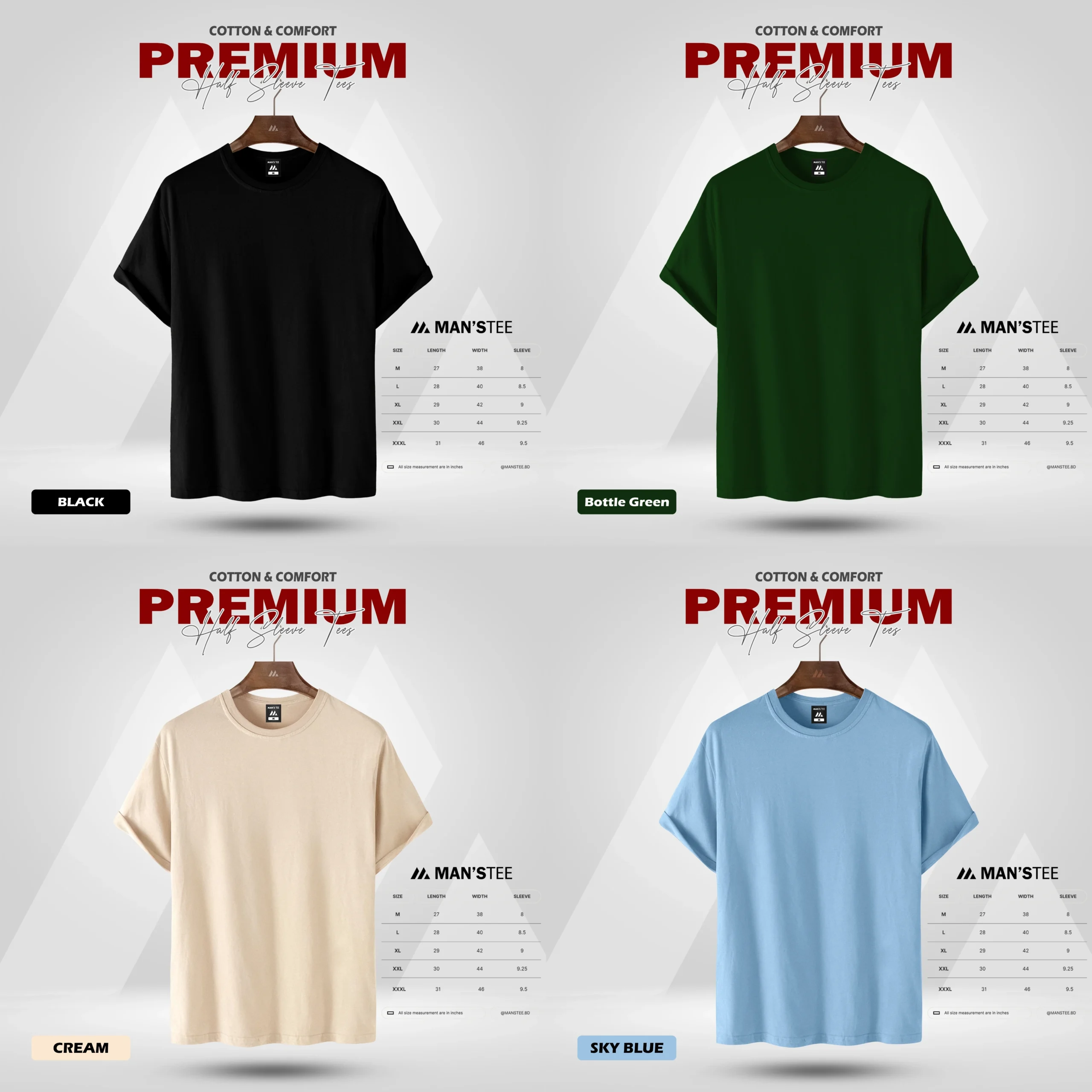 retouch_2026022501070290-scaled-1.webp HALF SLEEVE COMBO - (BLACK, BOTTLE GREEN, CREAM, SKY BLUE) - Image 1
