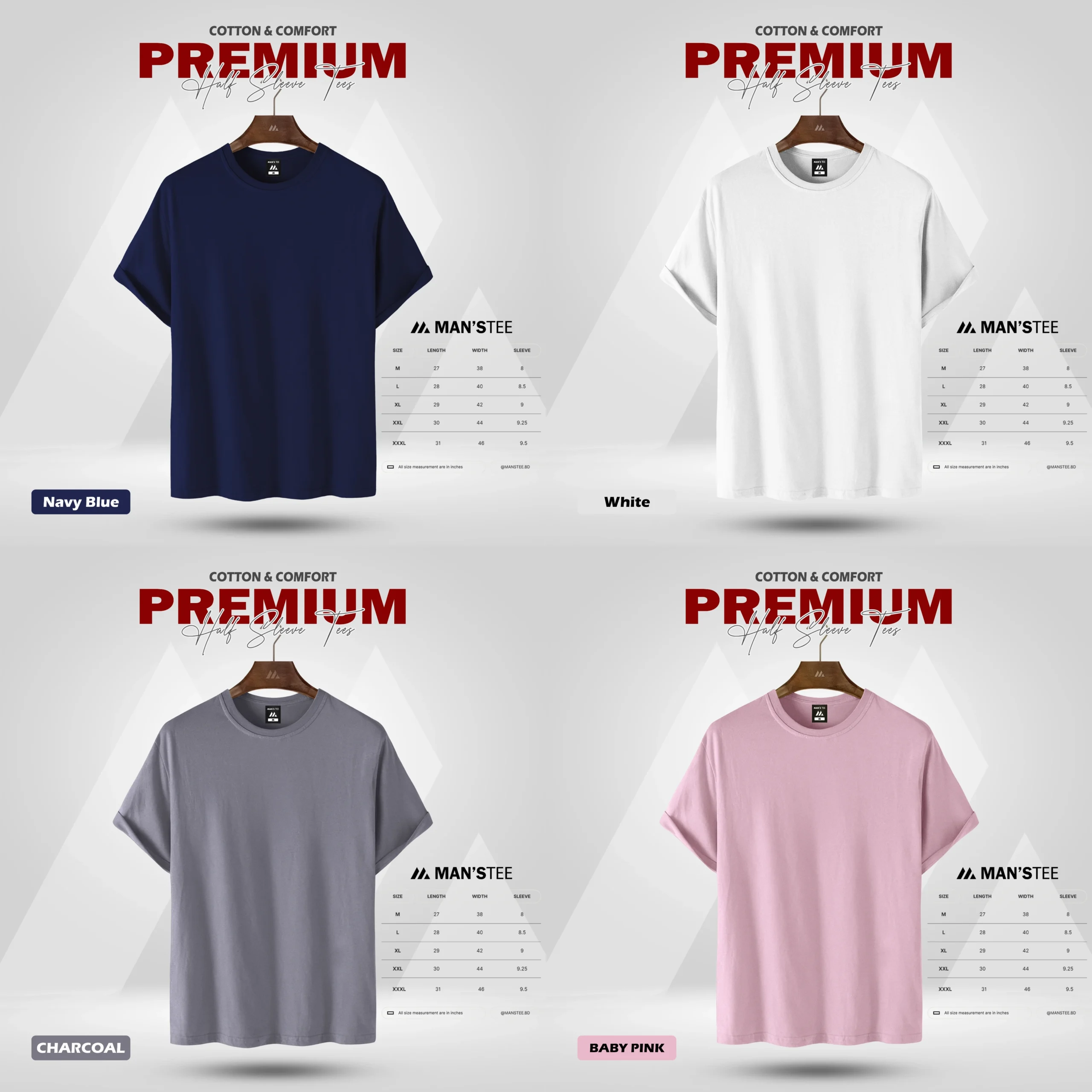retouch_2026022501085350-scaled-1.webp HALF SLEEVE COMBO - (NAVY, WHITE, CHARCOAL, BABY PINK) - Image 1