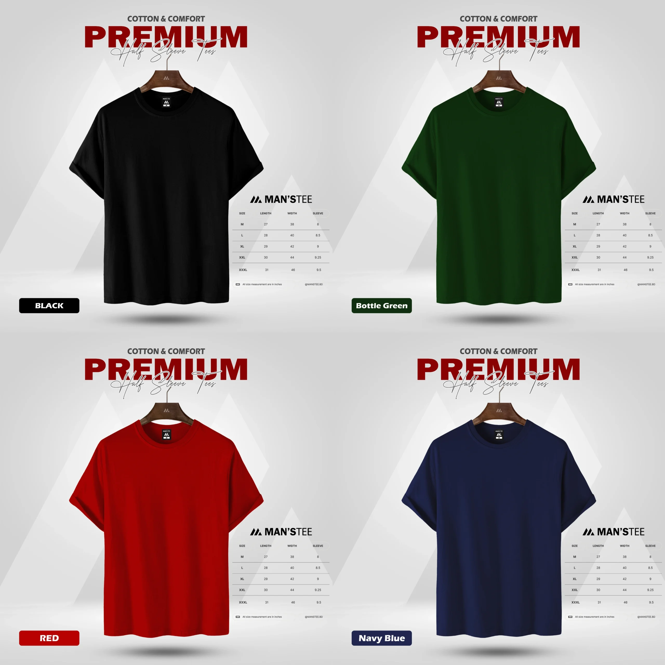 retouch_2026022501112361-scaled-1.webp HALF SLEEVE COMBO - (BLACK, GREEN, RED, NAVY) - Image 1